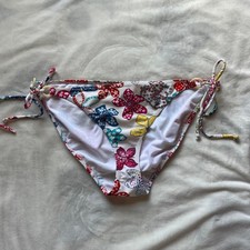 American Eagle Outfitters white multicoloured flower tie bikini bottoms size XL