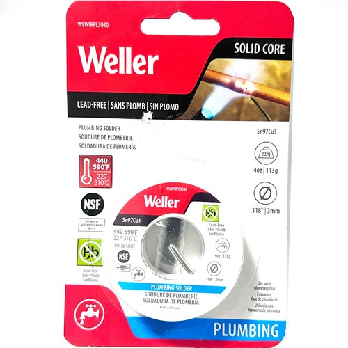 WLWRPL3040 Weller Solid Core, 4oz /113g Lead-free, Plumbing Solder, 0.118'' Dia.