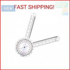 Goniometer 12 inch, Transparent Orthopedic Angle Ruler Plastic Goniometer, 360 D