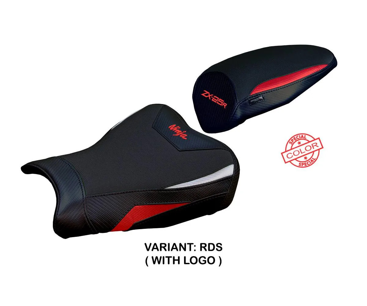 Seat cover Hermes Red-Silver + logo Tpz comp KAWASAKI NINJA ZX 25 R 2020 2026