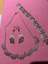 Schmuckset 835 Silber Ohrringe Collier Armband Vintage sehr filigran gearbeitet