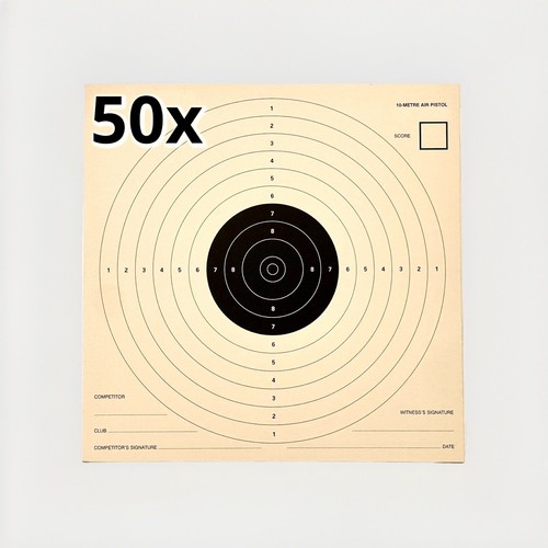50x 10m Meter Luftpistole Zielscheiben ISSF Standard 17x17 cm 210 g/m² Wettkampf Match - Bild 1 von 2