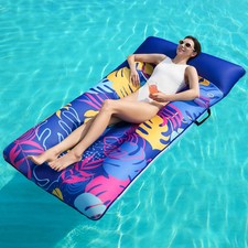 Inflatable Pool Floats Lounger - XL Fabric Covered Pool Mat Floaties for Adults