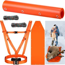 1 Pcs Dual Harness Deer Drag and 1 Sleds Heavy Duty Orange 