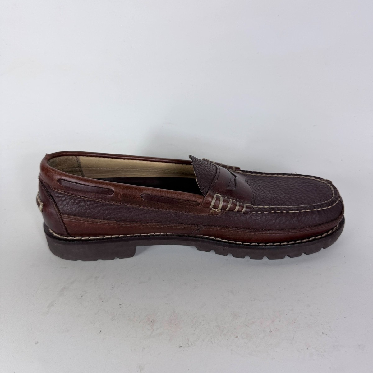 L.L. BEAN Allagash Handsewns Penny Loafers Brown Leather Mens 12 D s-l1200.png main image 3