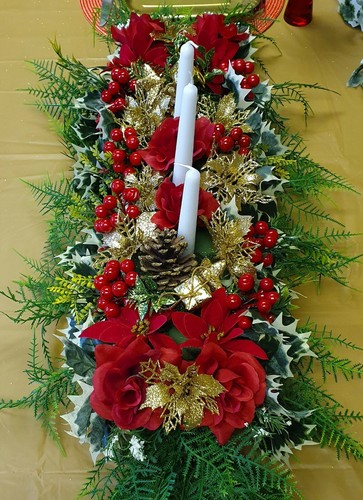 Centro de mesa de Navidad flores artificiales plantas de pascua rosa festiva 10 - Imagen 5 de 13