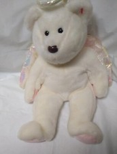 Ty Beanie Buddies 14"Angel Bear Plush Toy White iridescent halo wings brown nose