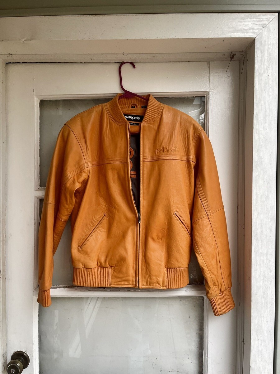 pellepelle オレンジキルティングレザージャケット Pelle Pelle Throwback Vintage Rare Orange Lether Jacket Tagged