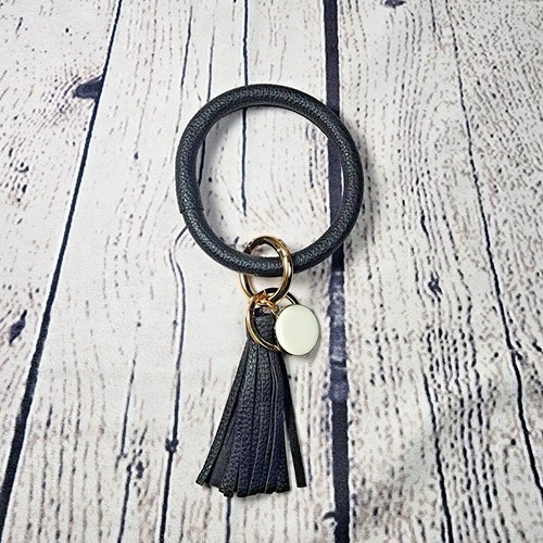 Llavero Borla Círculo Cuero PU Llavero Muñequera Redondo Brazalete Pulsera Regalos - Imagen 15 de 29