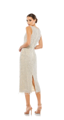 MAC DUGGAL Sleeveless High Neck Beaded Midi Sheath Dress | eBay