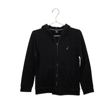 Nautica Black Zip Front Hooded Jacket Boys Medium 10/12