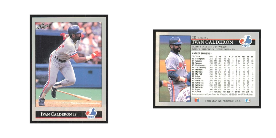 1992 Leaf Ivan Calderon Montreal Expos #283.0 - Image 3 of 3