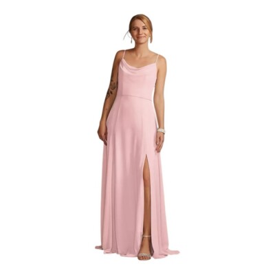David's Bridal DB Studios Cowl Neck Chiffon Dress Size 4 Pink F20235 | eBay