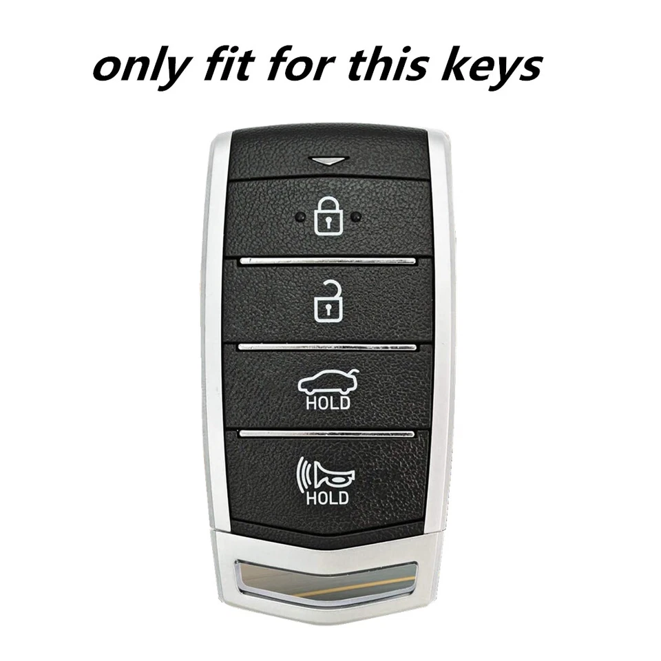 2Pcs 4 Buttons Silicone Key Fob Cover Keychain for Hyundai Genesis G70 G80 G90 Foto 2 de 4