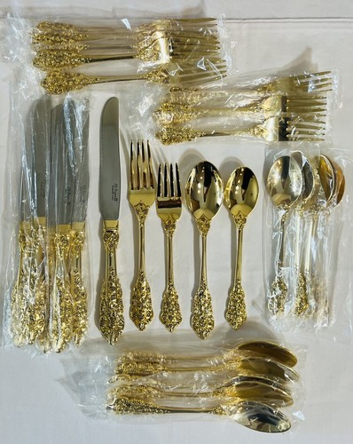 58-teiliges FB Rogers Golden Grand Besteckset für 6 PLUS EXTRAS NEU IN VERPACKUNG