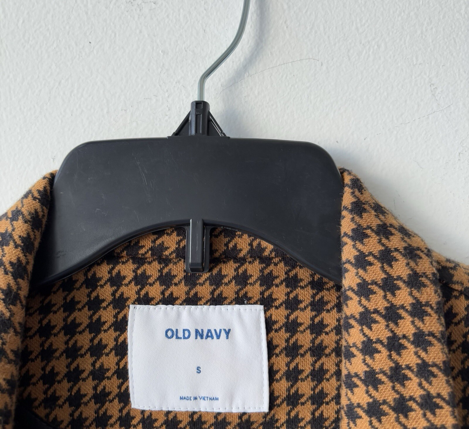 Old Navy Blazer Houndstooth Brown Black One Button Womens S Office Career Casual