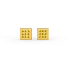 .10 CTW DIAMOND SQUARE CLUSTER STUD EARRINGS IN 10K YELLOW GOLD