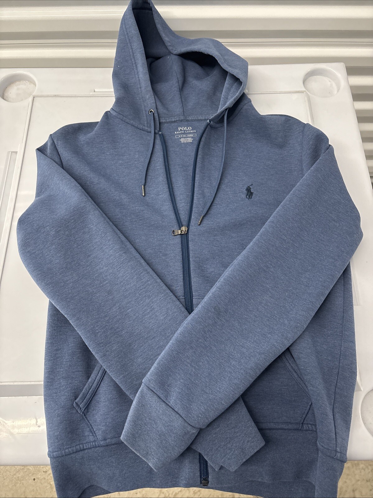 POLO RALPH LAUREN Men’s Small Navy Blue Double Knit Full Zip Hoodie
