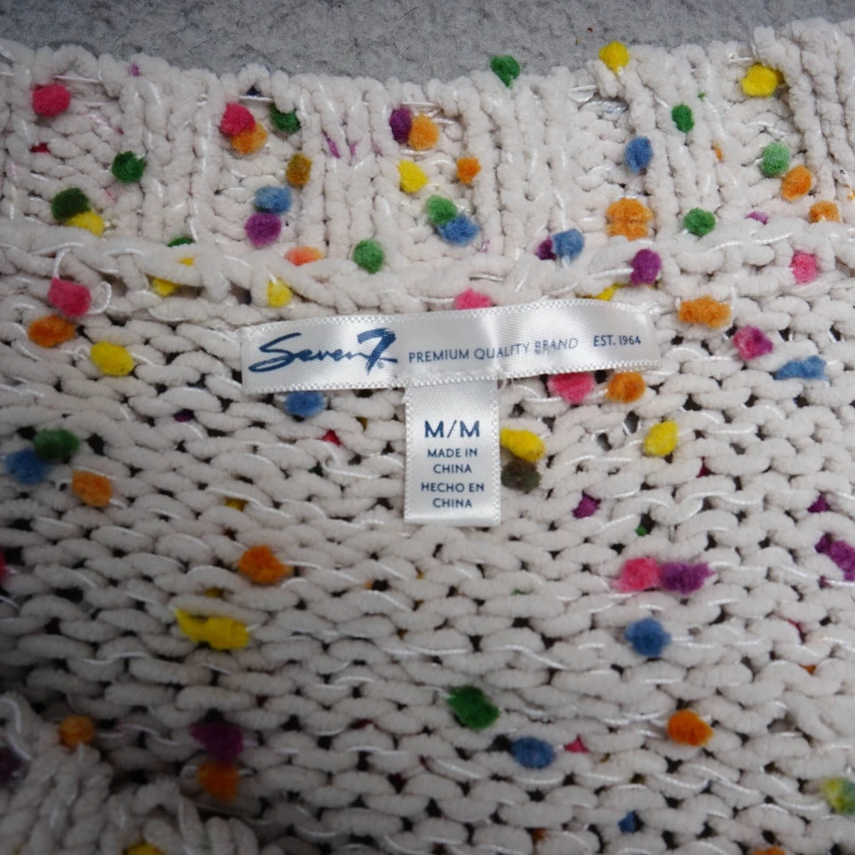 Suéter para mujer Seven7 M colorido moteado grueso tejido pulóver manga larga Foto 4 de 4