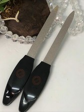 2x Professional Double Sided Stainless Steel Sapphire Nail File - 5 1/4" - Black