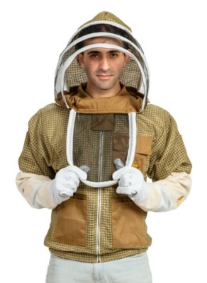 Massive bee Store Beekeeping ventilated Jacket fencing and Bee Glove in Khaki 
