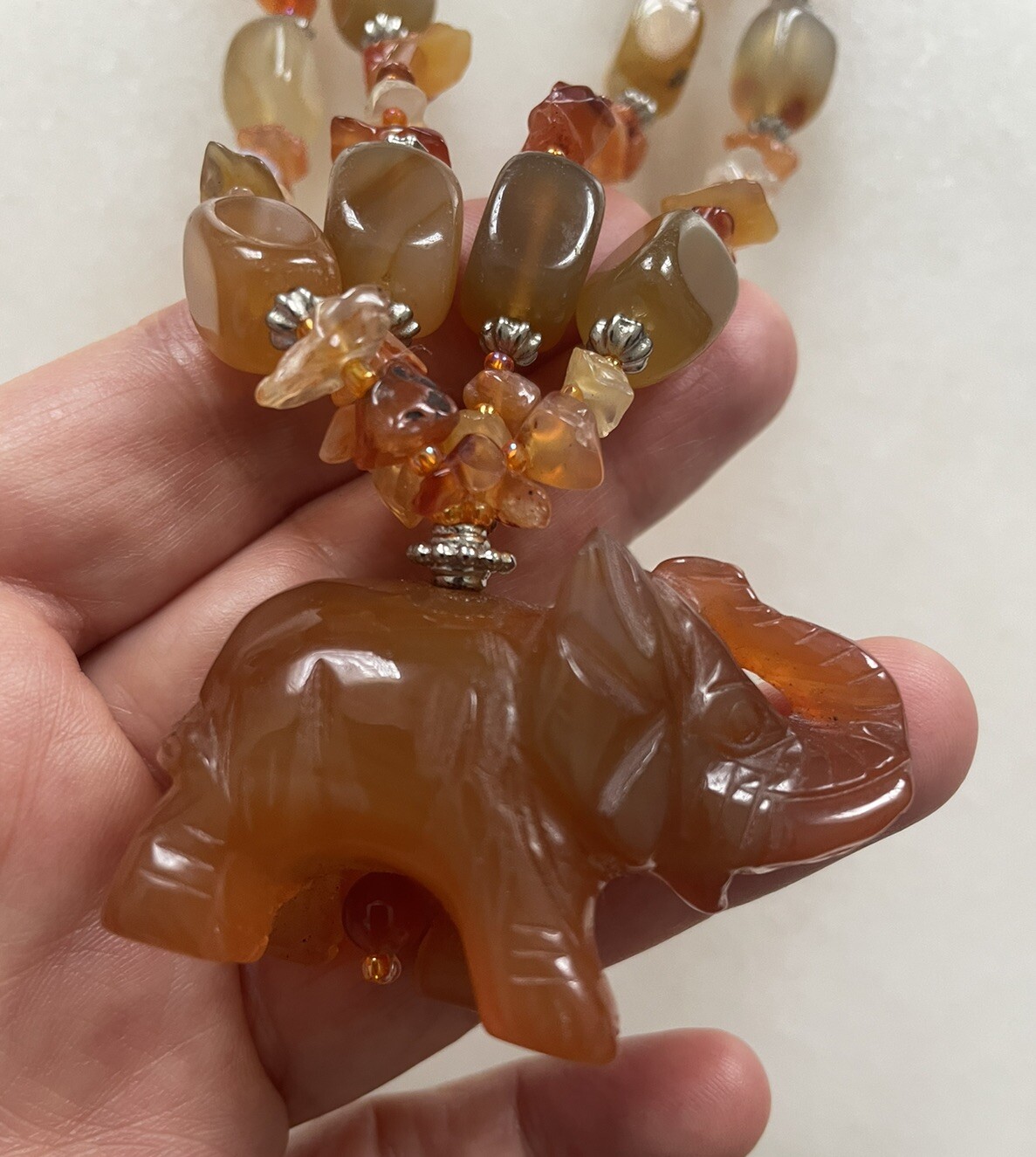 Double Strand Elephant Dangle Choker Necklace - image 3