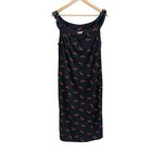 Vestido New York & Company Elastizado Rojo Cereza y Negro Vintage Sin Mangas Talla Grande