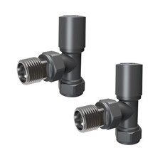 Manual & Thermostatic 15mm x 1/2" Angled Chrome Anthracite Radiator Twin Valves