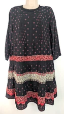 J Jill Womens Shift Pintuck Dress Lined Lace Trim Size M Peasant Boho Prairie 