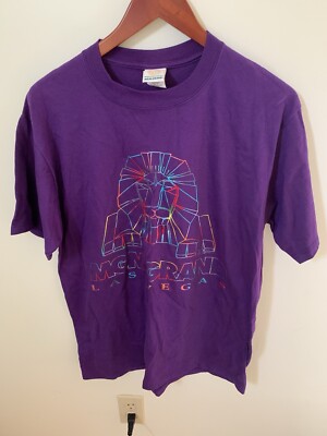 Vintage MGM Grand Las Vegas Mens Size M T-Shirt Lion Casino Purple Metallic NEW