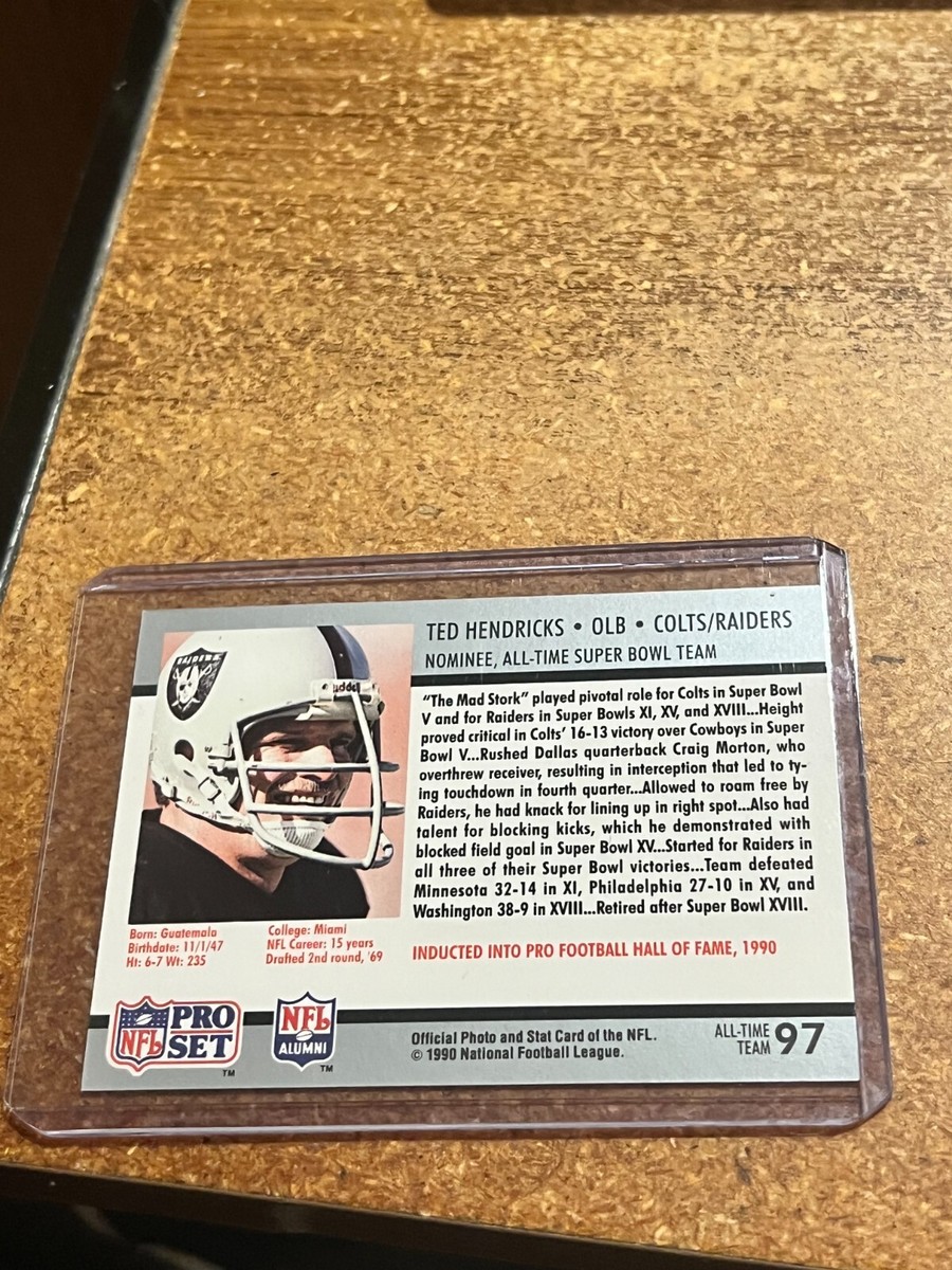 1990 Pro Set Football Super Bowl Supermen # 97 Ted Hendricks Colts