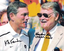 Hayden Fry & Kirk Ferentz AUTOGRAPH IOWA HAWKEYES 8X10 PHOTO SIGNED CFHOF 2003 r