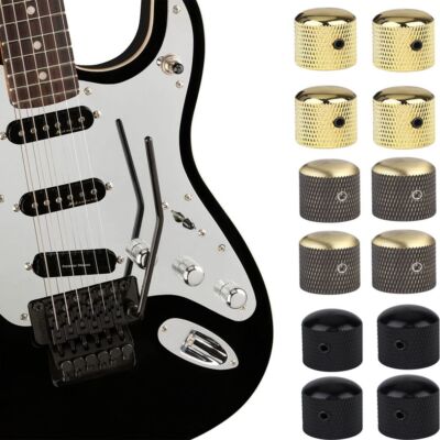 4 Stück Metall-Gitarrenknöpfe Gitarrenregler Lautsprecher Ton Lautstärkeregler Ersatz