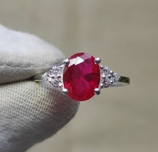Ruby Ring 925 Sterling silver Ruby ring for women Wedding bride ring C6873