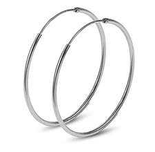 2Pcs Women 316L Stainless Steel Round Hoop Stud Endless Vogue Earrings PE31