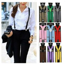 Adjustable LADIES BRACES SUSPENDERS Clip On Girls Mens Y Strap Fancy Dress UK