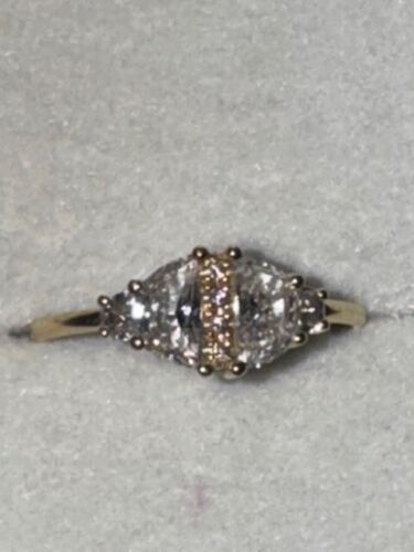 18K Yellow Gold Moon Cut Brilliant Diamond Ring .67 CT Size 6 ALL NATURAL