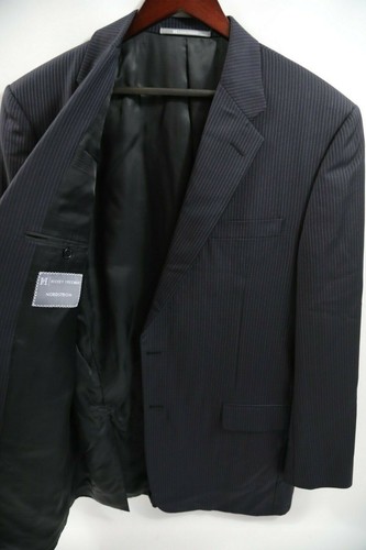 #215 Hickey Freeman Madison Blue Striped Suit Jacket Size 44 L - Picture 3 of 6
