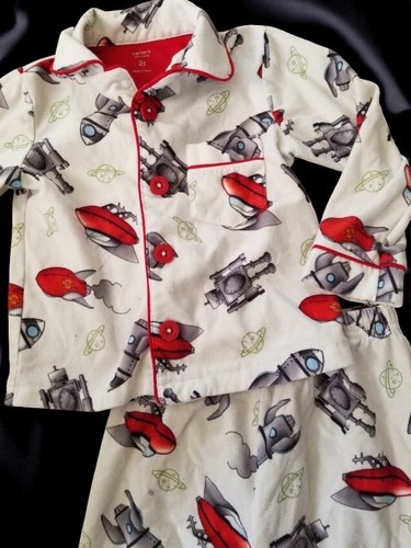 * Pijama de franela pesada CARTER’S robot y nave espacial niños talla 3T - Imagen 3 de 3
