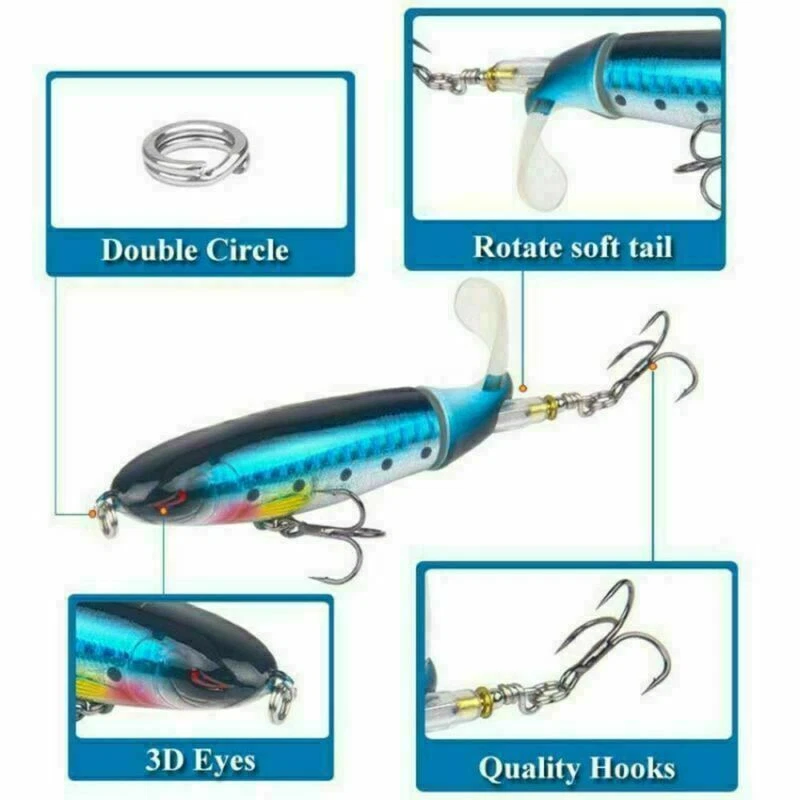 10ps Fishing Lures bait Whopper Plopper Topwater Floating Rotating Tail for Bass - Image 4 of 4
