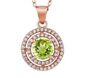 Authentic 1.60Ct Green Peridot Chakra Pendant 925 Sterling Silver Rose Gold Plated