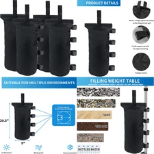 Heavy Duty 150LB Weight Bags for Pop-Up Tents, Set of 4, Black
