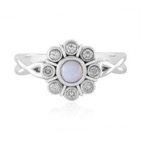 Cavill Opal Silberring Damen 0,49Ct Australischer Opal Zirkone Platin-