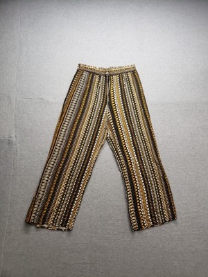 Mlle Gabrielle Women Pants M Multicolor Striped Elastic Waist Wide Legs Casual