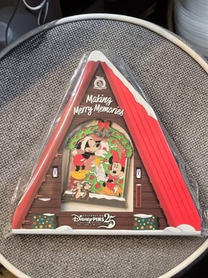 Disney Making Merry Memories Christmas Jumbo Pin LE2000 Mickey Minnie 25th Anniv