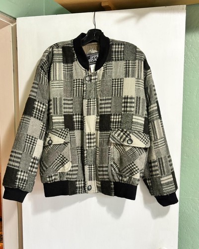 Versace, Vintage Gianni Versace Couture Bomber Jacket, Patchwork Plaid, Made in Italy