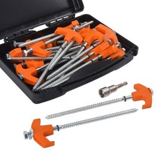 20/40X Screw In Drill Top Heavy Duty Ground Pegs Awning Pegs Tent Outdoor Case