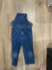 John Deere Kids Denim Overalls Size 6 Blue Cotton Adjustable Strap Pockets