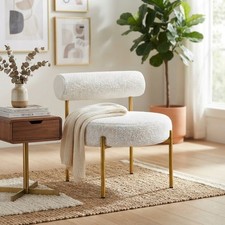 Cozy Modern Barrel Chair in White Boucle - Perfect for Living Room & Bedroom
