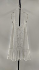 Michael Kors Women Floral Lace Mini Slip White Basic Sleeved Dress XS